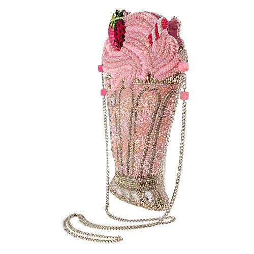 Mary Frances Shake It Up Beaded Milkshake Crossbody Novelty Handbag, Pink4