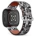 CJBROES Replacement Leather Watch Band, Compatible with Fitbit Versa 3 and Fitbit Sense of Wristband Bracelet Accessory - Urban Design Sport