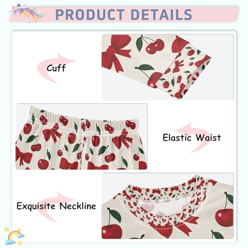 senya Cherry Bow Red Pajamas Set Long Sleeve Soft Cotton Sleepwear 2 Piece4