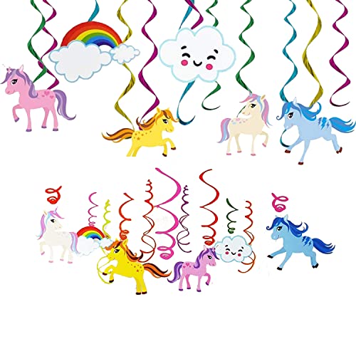 Image of Rozi Decoration Unicorn Theme Birthday Decorations Kit for Kids, Boys, Girls Birthday Decorations | Swirls for Party Decor | Unicorn Balloons Decorative Items Pack of 38 Pcs