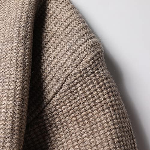 Relaxed Fit Cable Ribbed Pullover Oversize Vintage Sweaters Unisex Crewneck Knitted Tops Men's Knitted Sweater Loose Coffee4