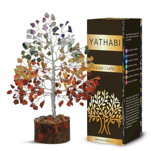 YATHABI Chakra Crystal Tree - Positive Energy - Spiritual Decor - Chakra Stones - Feng Shui Crystals