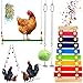 6 Paquetes Juguetes de Pollo Incluye Juguete de Xilófono Columpio de Gallina Juguete de Espejo de Pollo y Juguete de Trituradora de Forrajeo Masticable para Pollo y Soporte de Verduras Frutas