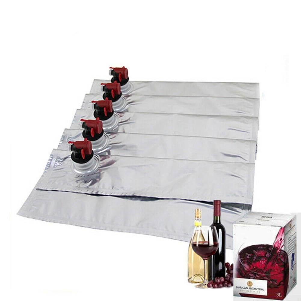5L Wine Purse Refill Bags, 5 Pack Wine Replacement Storage Pouch with Butterfly Tap, Portable Wine Beverage Bladders, for Travel Camping Hiking