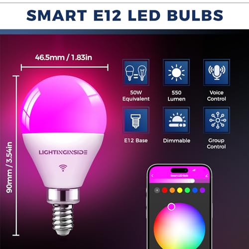 Lightinginside LTD-SM-G16.5-E12-4P Smart Light Bulbs 50W Equivalent thumb #1