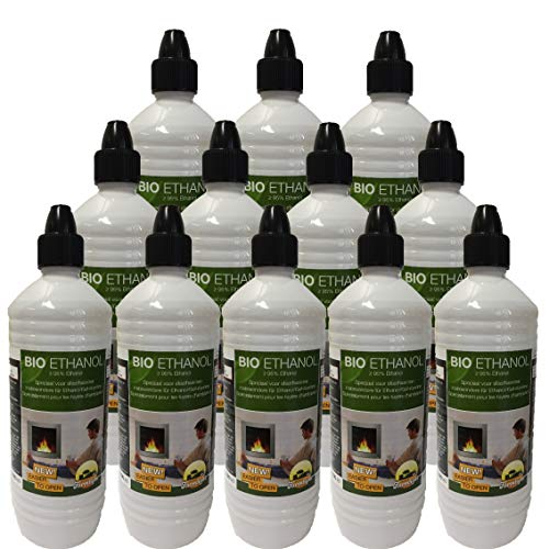 12x 1 Liter Flaschen Ethanol Gelkamine Ethanolkamine Wandkamine Bioethanol