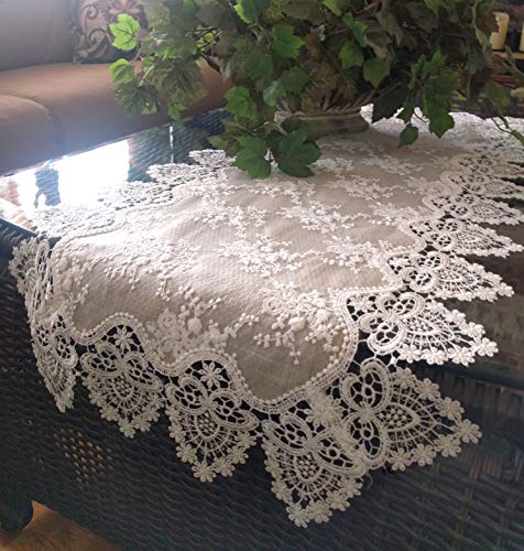 Galleria Di Giovanni Lace Dresser Scarf Table Runner Doily Neutral Burlap Natural Taupe Antique Ivory Victorian 37 Inch #TOP4
