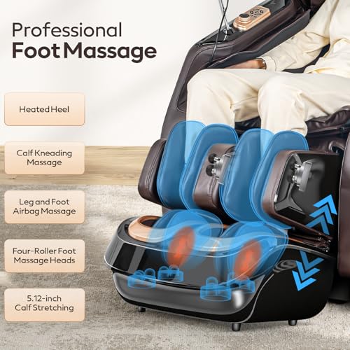 4D Massage Chairs Full Body,Zero Gravity SL-Track Shiatsu Massage Chair Recliner,Core Heating,20 Massage Techniques,Deep Yoga Stretch,Foot Rollers, Ai Voice,Touch Screen,Wireless Charging - Image 7
