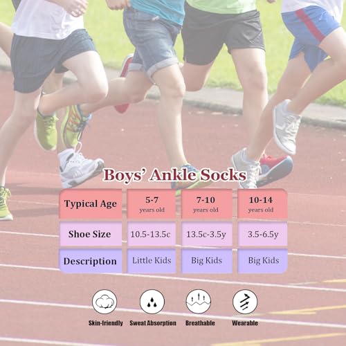 Bemeol Boys Socks 18 Pairs Ankle Socks Boy Running Athletic Sock Low Cut Ankle Sock for Little Big Kids2