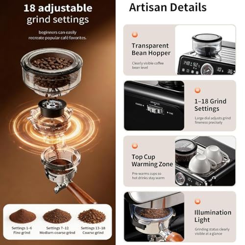 Cafetera con molinillo totalmente automática y 18 ajustes de molienda 8