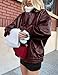 PRETTYGARDEN Women's Faux Leather Motorcycle Jacket Trendy Fall Spring Clothes Oversized Zip Up Winter Coat Outerwear (Wine Red,Medium)