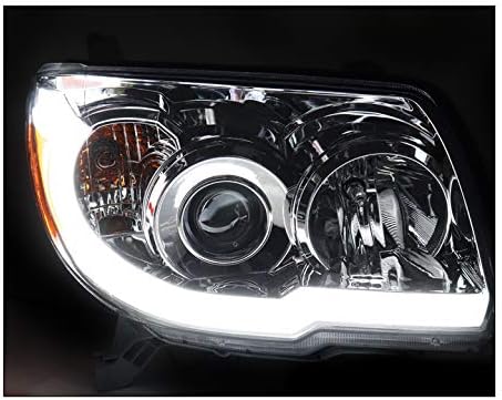 LED Tube Projector Headlights Headlamps Chrome Compatible with 2006-2009 Toyota 4Runner