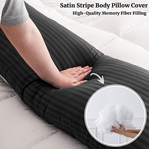 image for ELNIDO QUEEN Body Pillow for Adults-with Black Stripe Cover, Full Body