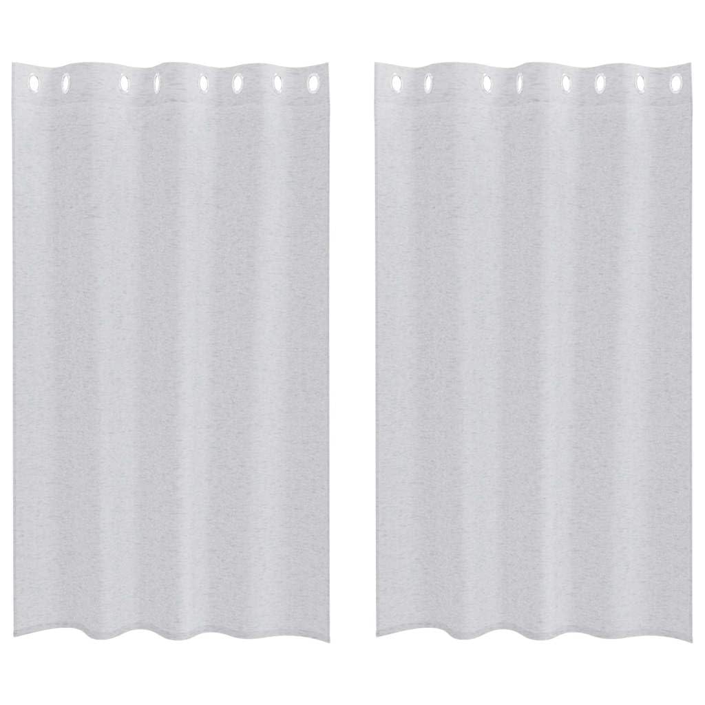 Paire de Rideaux Voilages Translucides Gris Clair 175 x 140 cm, Rideau en Polyester au Design Moderne et Elegant pour Fenetre de Salon, Chambre, Cuisine et Bureau