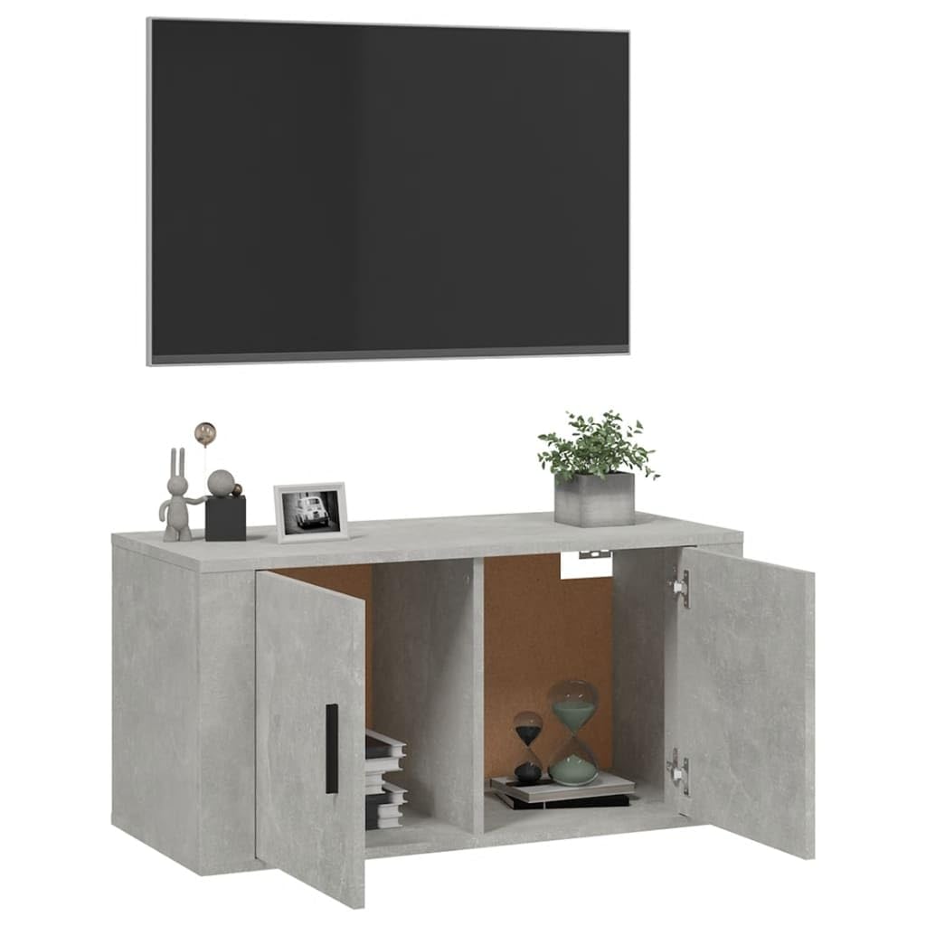Szafka pod telewizor naścienny, szary beton, 80 x 34,5 x 40 cm