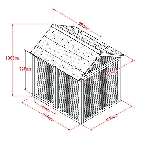 Zoopplier Winterfest Hühnergehege wetterfest Hühnerauslauf XXL große Wachtelstall Freilaufanbau Gluckshaus massivem Holz… – Bild 3