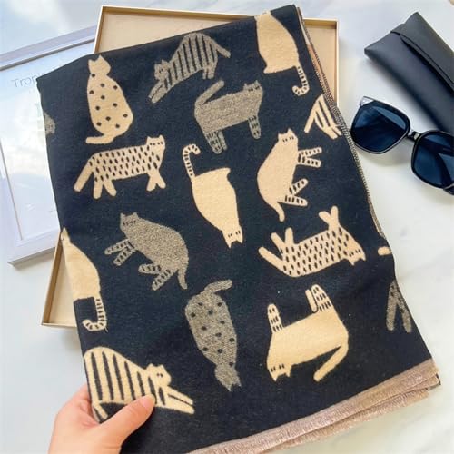 CORIRESHA Women's Cute Cat Scarf Cashmere Feel Elegant Winter Warm Shawl Holiday Gift4