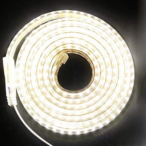 XUNATA 3M LED Streifen,AC 220V 230V IP67 imprägniern 3014 SMD 120leds / m Warmweiß,Flexibles LED Band mit Netzstecker für Küche Stairway Home Auto Bar Weihnachten Party (Warmweiß, 3M)