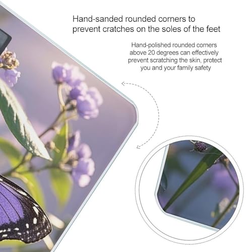 Báscula digital de baño con mariposa morada y pantalla LED miniatura 4