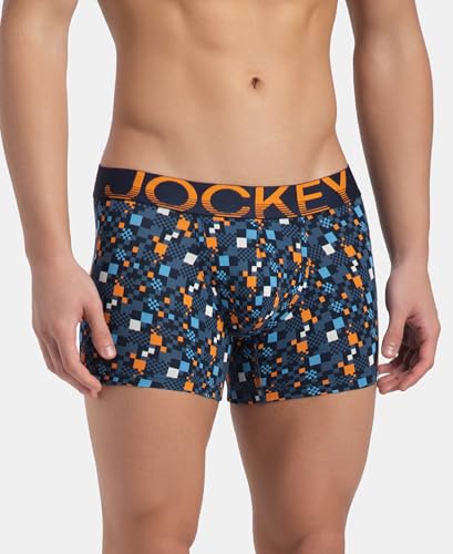 Image of Jockey FP23 Men's Super Combed Cotton Elastane Stretch Printed Trunk with Ultrasoft Waistband