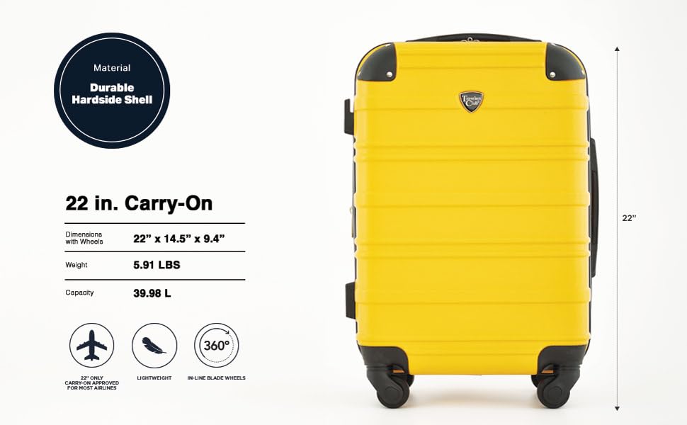 Image of Travelers Club Phoenix Luggage, Gold Rod, 22-Inch Carry-On