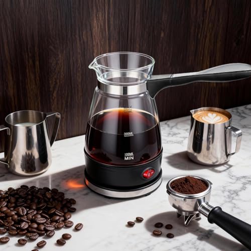 Umllpet Türkischer Kaffeekocher Elektrisch, 500 ml Elektrische Kaffeekanne, Elektrisch Türkische Kaffeemaschine, Espressokocher Mokkakanne Elektrische Türkische Kaffeekanne für Zuhause, Büro