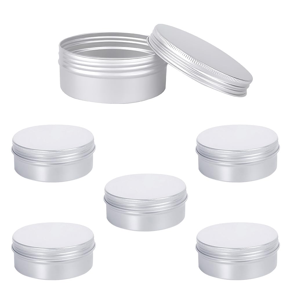 6 Pz 150ml Vasetti Alluminio, Barattoli di allumini,per Casa,viaggi | Alluminio, 8x3,5 cm, argento, tappo a vite ermetico, design senza cuciture,per conservare tè,gioielli e altri piccoli oggetti