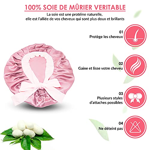ENOR BEAUTY Women's Night Silk Cap, Protects Hair Fibre, Natural Care for Dry and Brittle Hair, Charlotte Sleep Scarf - Image 4