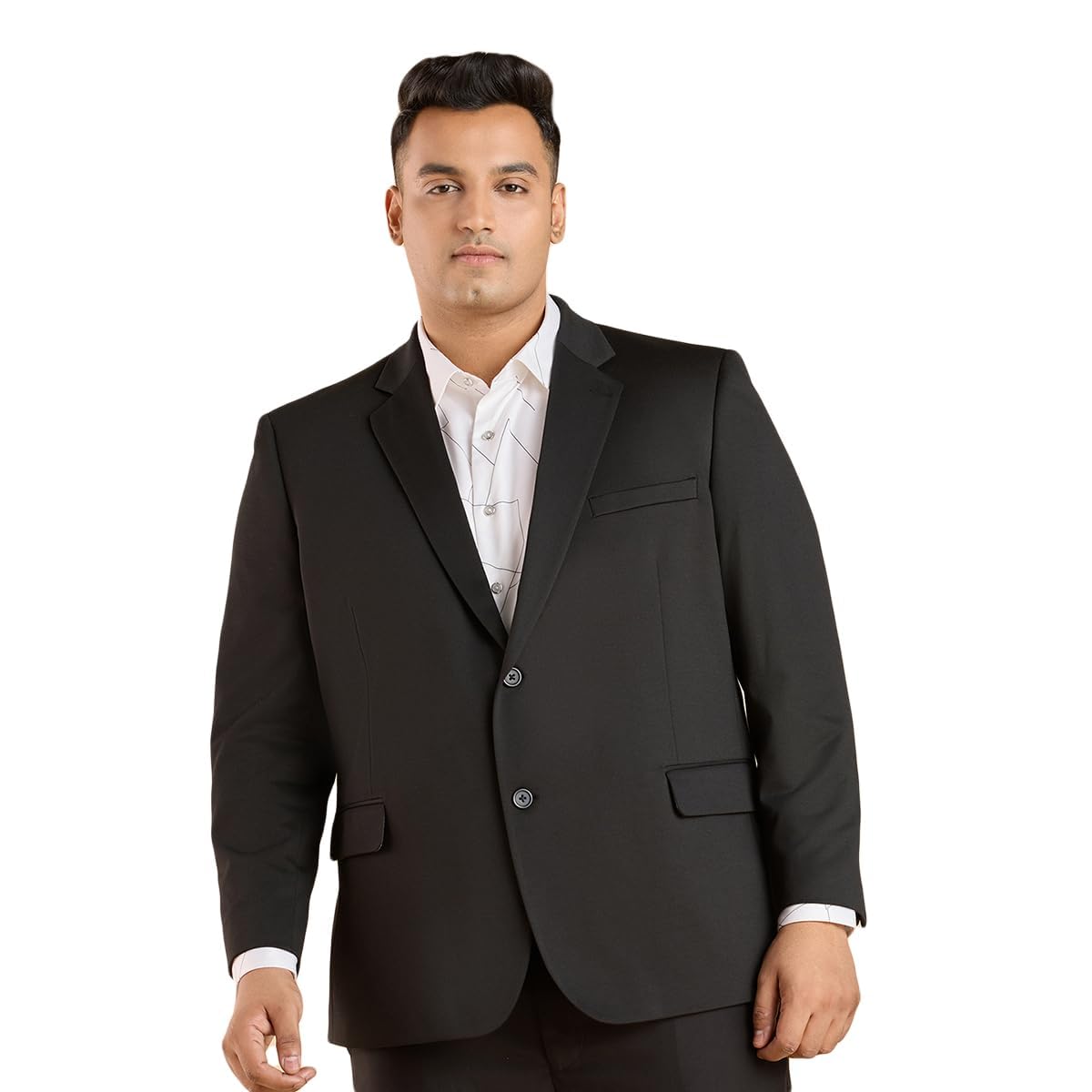 big hello – the plus life Men's Regular Fit Single-Breasted Blazer | Plus Size | Classic Notched Lapel | Formal & Casual Wear (Black)-picture-11