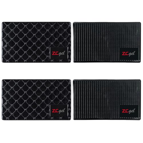 ZC GEL Sticky Dash Pad (4 Pack) Removable and Traceless Car Dashboard Mat with Heat Resistant Sticky Non-Slip Dashboard Gel Pad for Cell Phone Sunglasses Keys Coins and More (Size: 5.9 x 3.5)