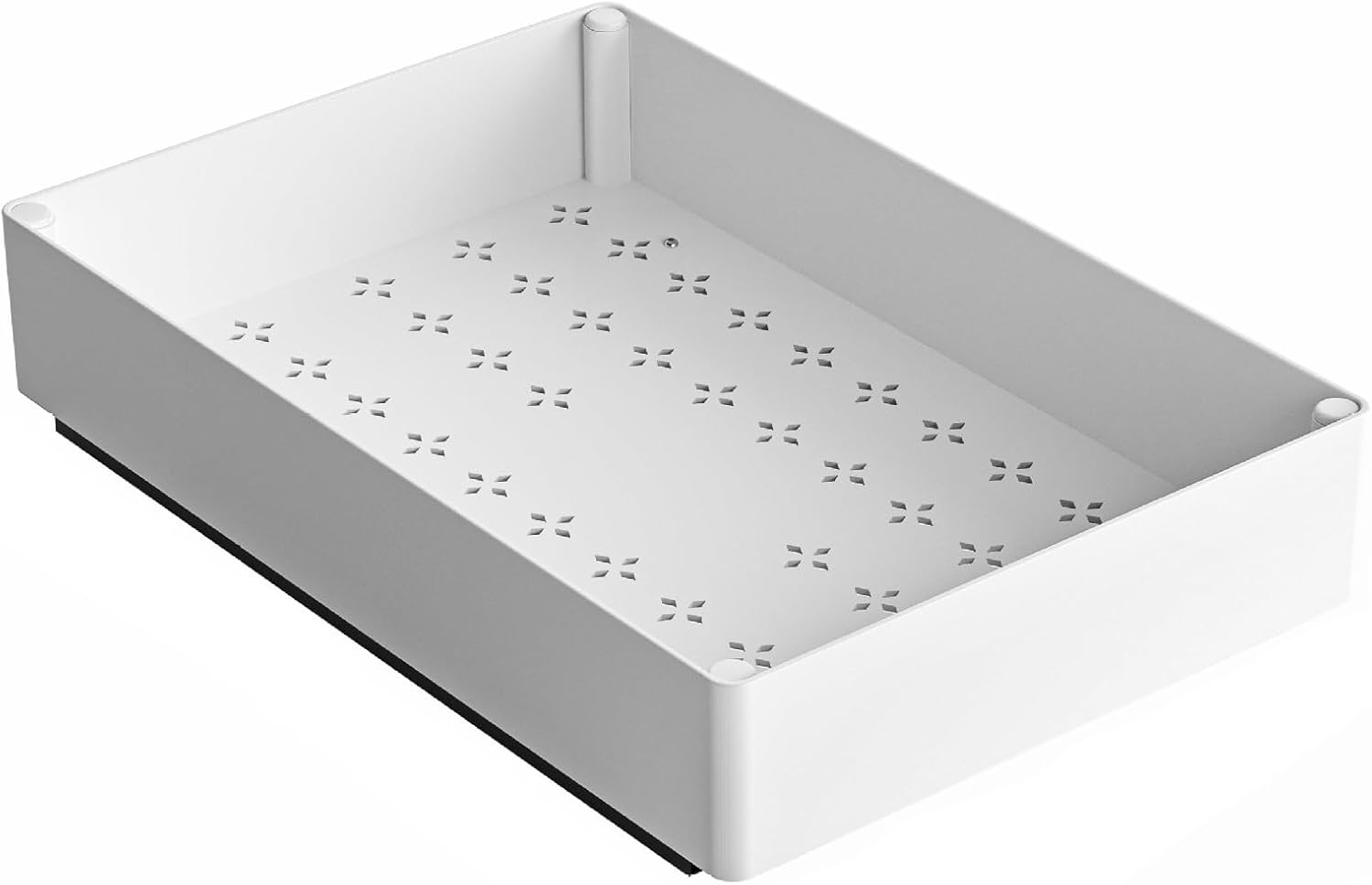 Organiseur coulissant ABS pour armoires de cuisine, tiroirs amovibles pratiques et résistants (Blanc, grande taille 27x40x7 cm)