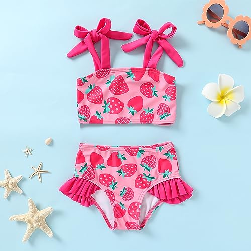image for YOUNGER TREE Toddler Girls Two Pieces Swimsuit Color Block Stripe Swim