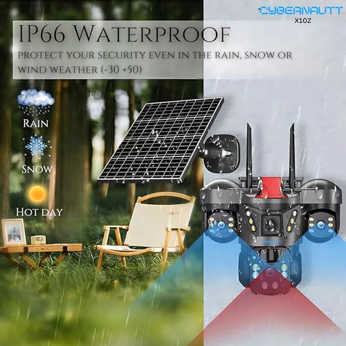 Image of XUGA - Cybernautt X10Z 12MP 3 Lens PTZ Dual Solar 4G Sim Wireless Outdoor CCTV Camera Three Side View | 360 | Night Vision | Motion Detection| Outdoor | Waterproof | 2 Way Audio | Use Air-tel 4G Sim