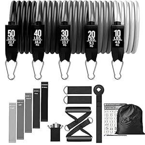 Resistance Bands Set Exercise Bands with Door Anchor Legs Ankle Straps for Resistance Training Home Workouts