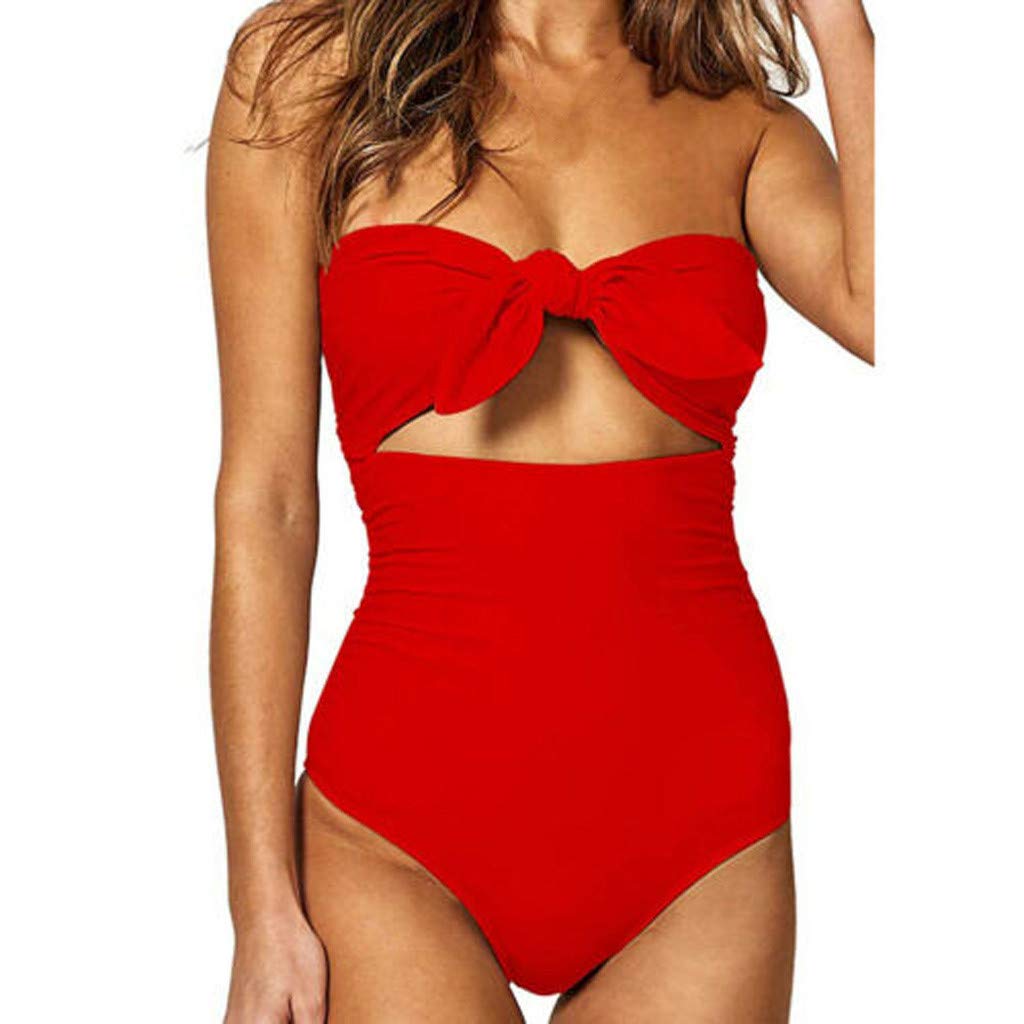 riou 2024 Bañadores Mujer Tallas Grandes XXL Reductor Sexy Push Up Monokini Halter Cuello Volante Cintura Alta Cross Back Elegante Ropa de Baño de Playa Tallas Grandes Deportivo Swimsuit Beachwear