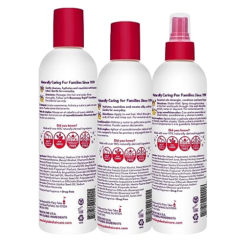 Fairy Tales Rosemary Repel Daily Kids Shampoo, 12 fl oz., Conditioner, 8 fl oz. & Conditioning Spray, 8 fl oz. Star Trio– Kids Like the Smell, Lice Do Not
