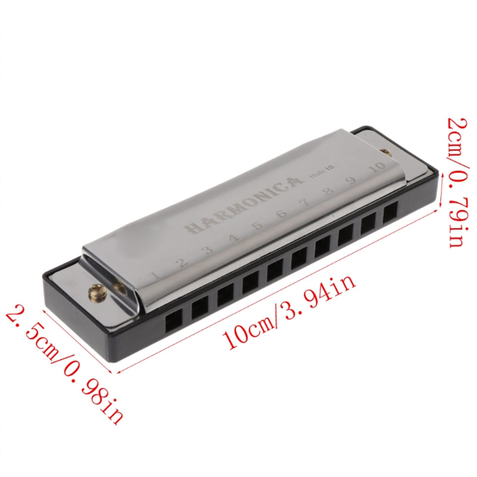 Harmonica Professionnel 10 Trous En Clé De C - Instrument De Musique Avec Couvercle Inox Et Son Puissant