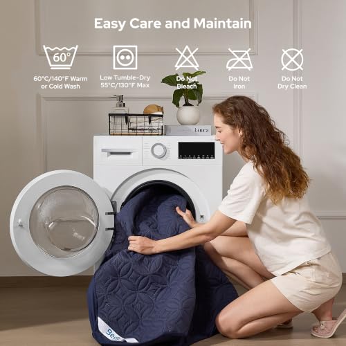 Image of BEDLORE Waterproof Mattress Protector, King Size Mattress Pad with Deep Pocket 6 inch-18 inch Depth, Soft Dirt-Proof Double Bed Mattress Cover for Bedroom, College Dorm, Hotel (Navy Blue)