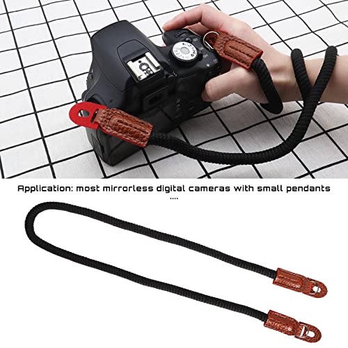 Kameragurt, weich, reine Baumwolle, Vintage, 80 cm, Schultergurt, rutschfest, Kordelgurt für spiegellose Kameras, Schwarz – Bild 4