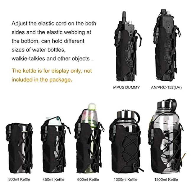 IDOGEAR Tactical Water Bottle Pouch Military Adjustable Straps Kettle Carrier Holder for Outdoor Sports 500D Nylon