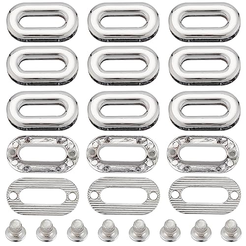 Image of GORGECRAFT 12PCS Screw-in Oval Eyelet Metal Screw Together Grommets Shackle Purse End Rings Bag Loop Handle Connectors Alloy Snaps for DIY Sewing Crafts Clothes Leather Bags Replacement Hardware