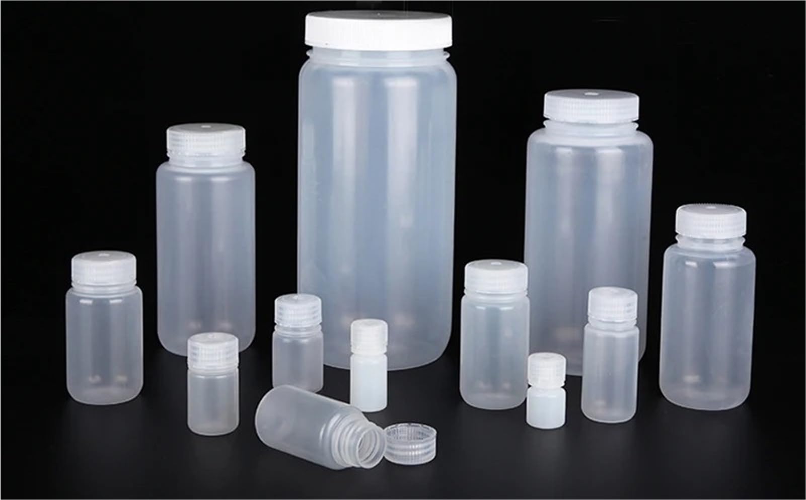 Frascos de plástico translúcidos, Botella de reactivo de Laboratorio de Boca Ancha, Botella de Boca Salvaje PP, Polipropileno de Calidad alimentaria(125mL 10pcs)
