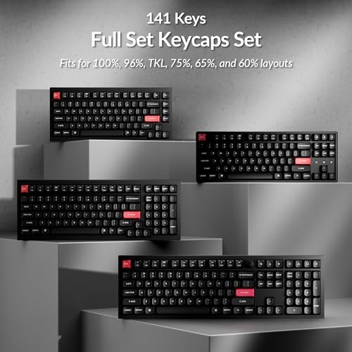 Image of Keychron OSA Profile Double-Shot PBT Keycap Full Keycap Set (141 Keys) - White on Black, Compatible with MX Mechanical Switches, Non-Shine-Through, Fits ANSI Layouts (100%, TKL, 96%, 75%, 65%, 60%)