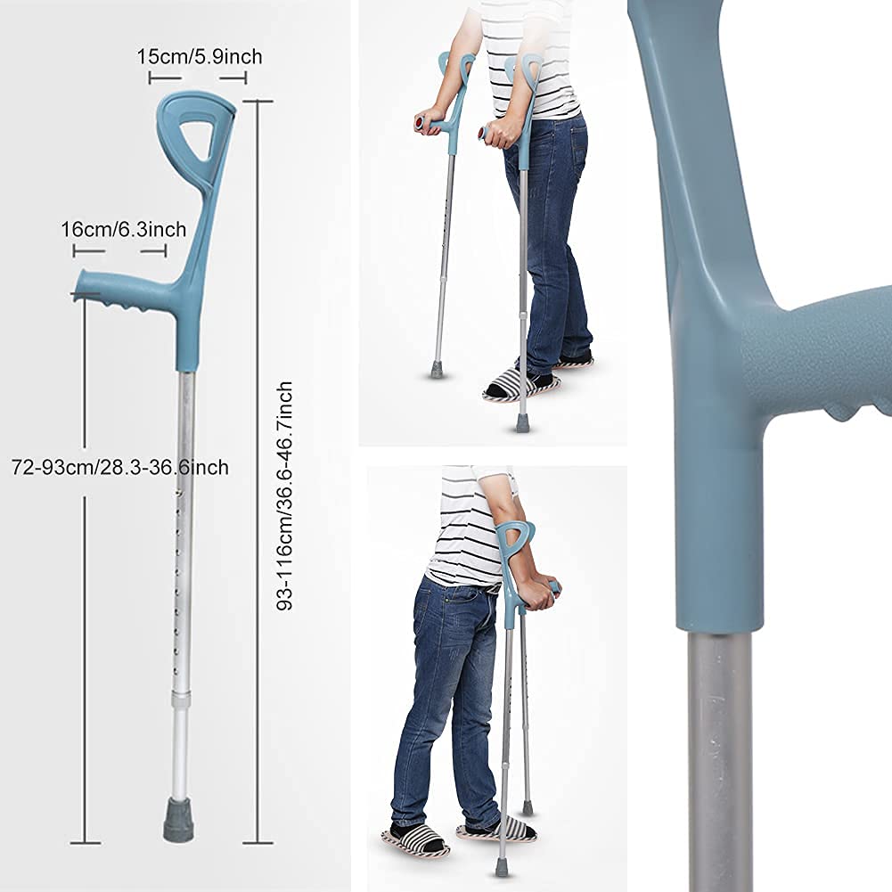 Muleta médica de antebrazo de Aluminio para Adultos, muletas Ajustables para Caminar, puño Abierto, Mango ergonómico con Agarre cómodo, Gris