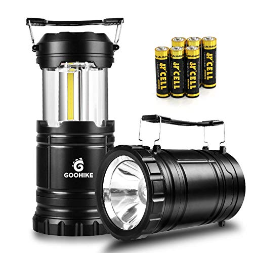 GOOHIKE LED Camping Lantern Flashlights - Battery Flashlight Lantern 2-In-1 Portable Collapsible Super Bright With 6 AA Batteries Lanterns for Emergencies hurricane Camping Car Repairing(2 PACK)
