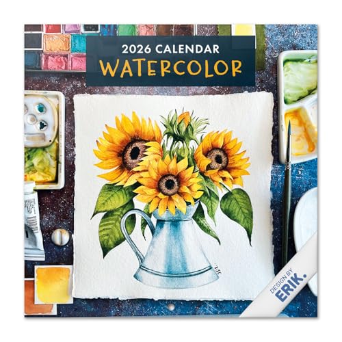 Grupo Erik Calendario 2026 pared Acuarela   Almanaque pared 2026 : Planificador mensual Con espacio para Anotar, Ilustraciones y Fácil de colgar (30x30cm)