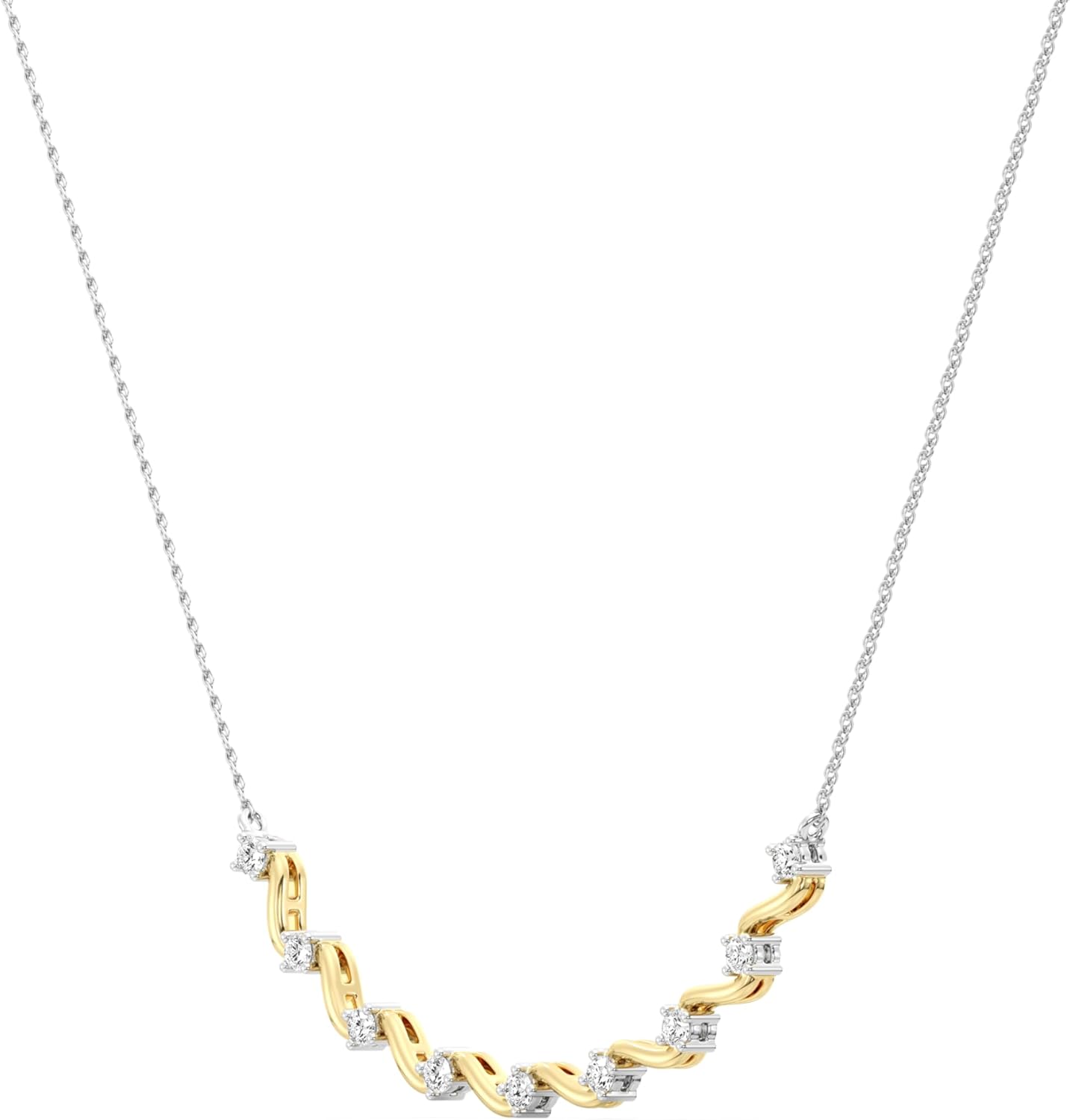 GILDED Itsy Bitsy Lab-Grown Diamond Station Necklace, Lab-Grown Diamonds, SI1 F-Color, 14KT Gold Plated over Silver, 18” Chain with Spring-Ring Lock - Image 2