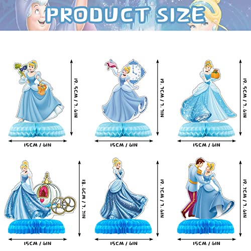 Cinderella Birthday Party Supplies, 6Pcs Princess Theme Table Decorations Honeycomb Centerpieces, Photo Booth Props, 3D Double Side Table Toppers, Cinderella Birthday Decorations For Boys And Girls #TOP2