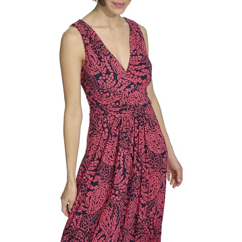 Image of Tommy Hilfiger Women's Sleeveless Surplice Neck Jersey A-Line Midi Dress