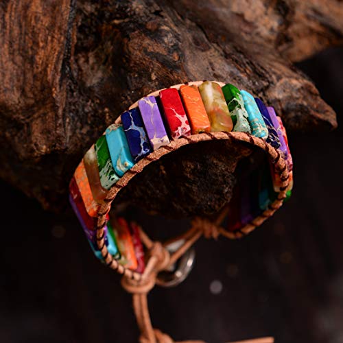 Image of YGLINE Boho Handmade Wrap Leather Tube Crystal Stone Bracelet for Women
